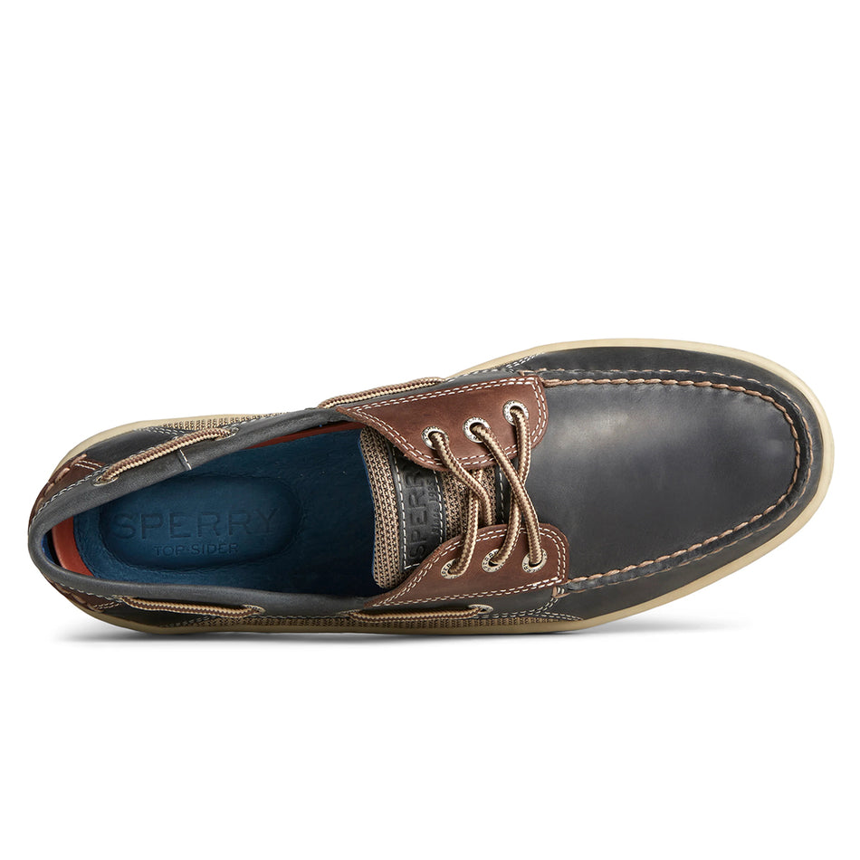 Billfish 3-Eye Wide Leather Boat Shoes -  Navy/Brown