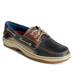 Billfish 3-Eye Wide Leather Boat Shoes -  Navy/Brown