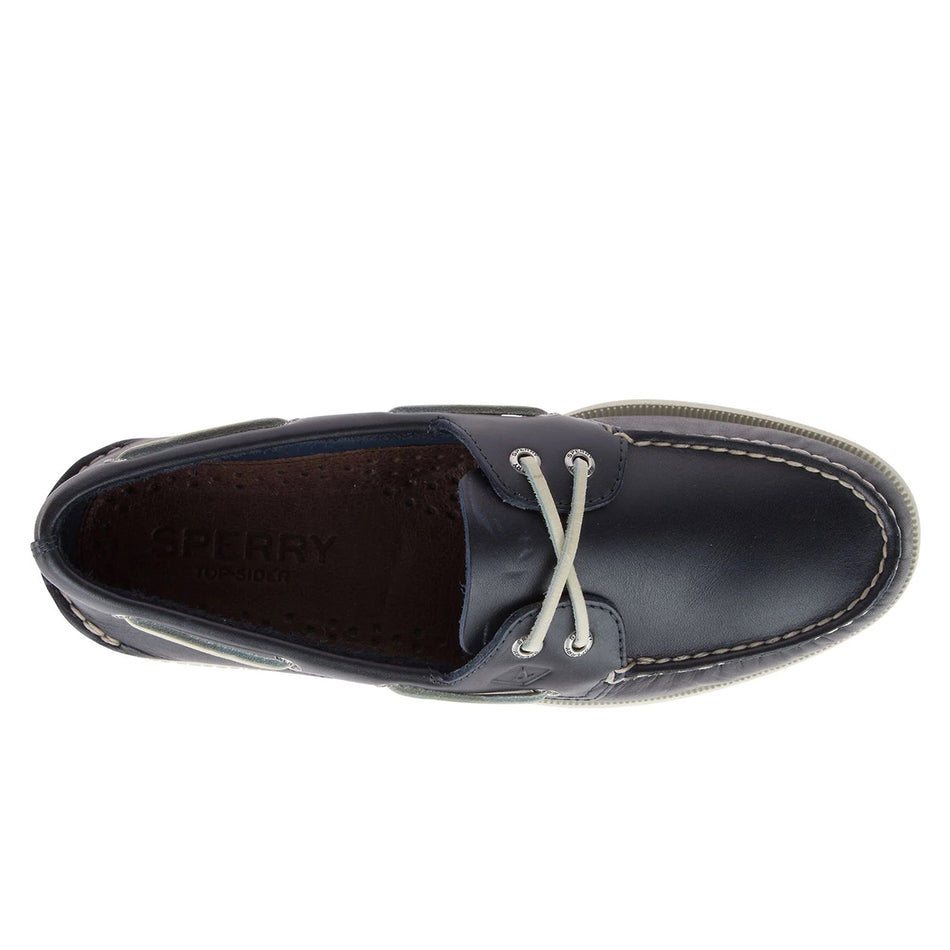 Authentic Original 2-Eye Wide Leather Boat Shoes - Navy
